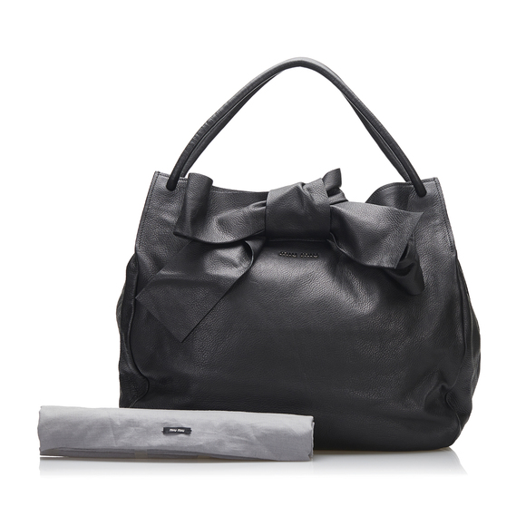 MIU MIU Leather Bow Tote Bag - Picture 2 of 10